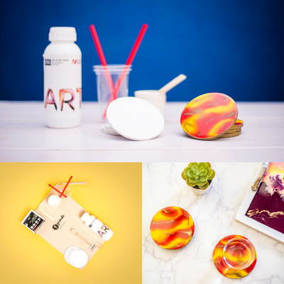 Resin Art - Ready to use DIY Kit - Round Coasters