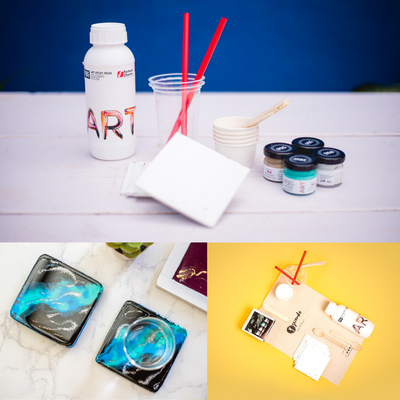 Resin Art - Ready to use DIY Kit - Square Coasters