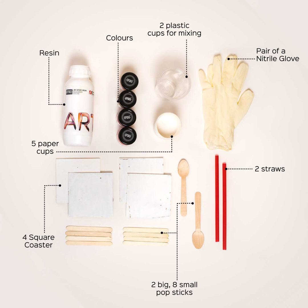 Resin Art - Ready to use DIY Kit - Square Coasters