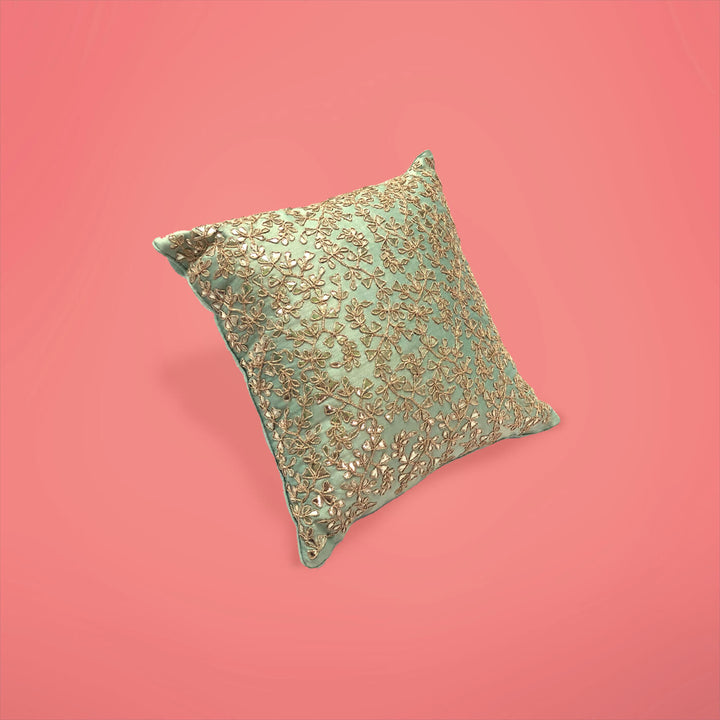 Embroidered Gota Patti Powder Blue Cushion