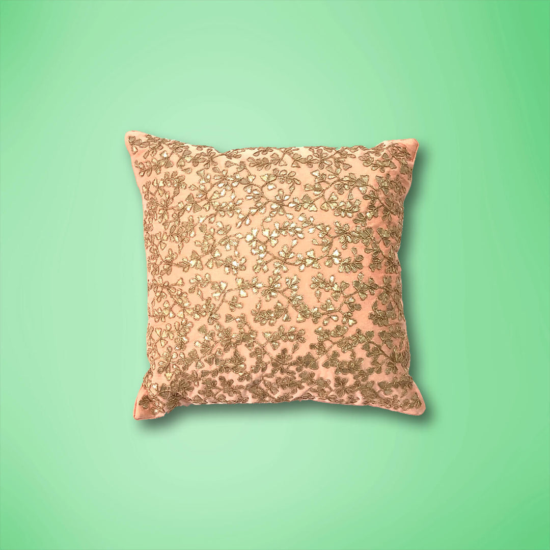 Embroidered Gota Patti Powder Pink Cushion