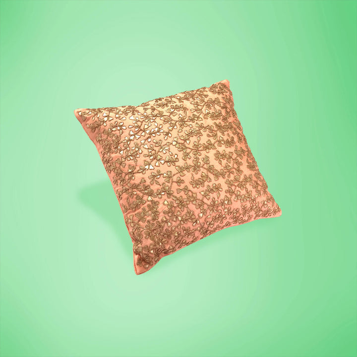 Embroidered Gota Patti Powder Pink Cushion