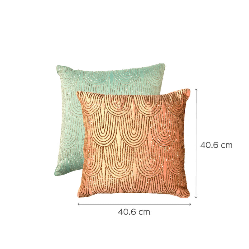 Sequined Powder Blue Cushion