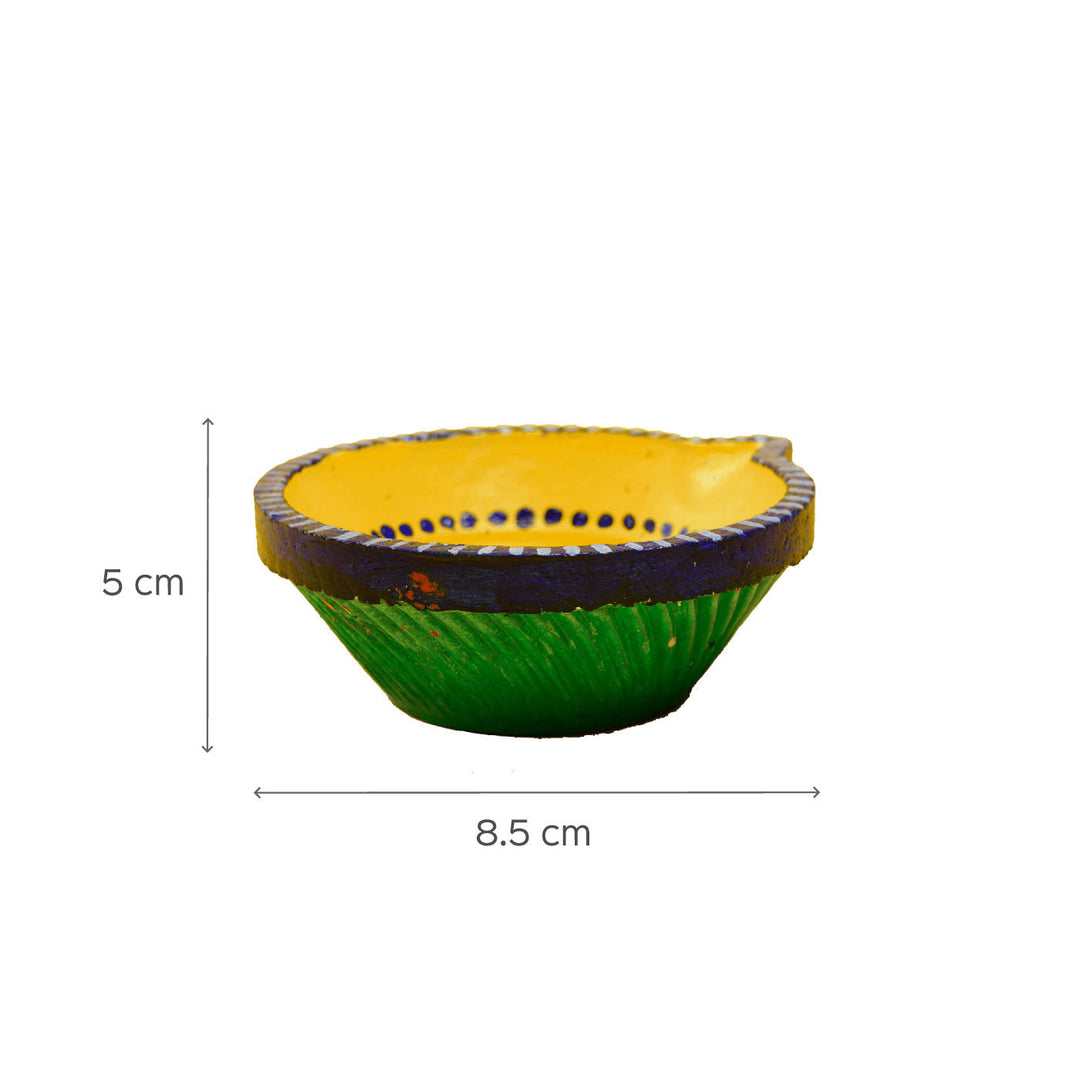 Colourful Round Diyas - Large - Set of 2