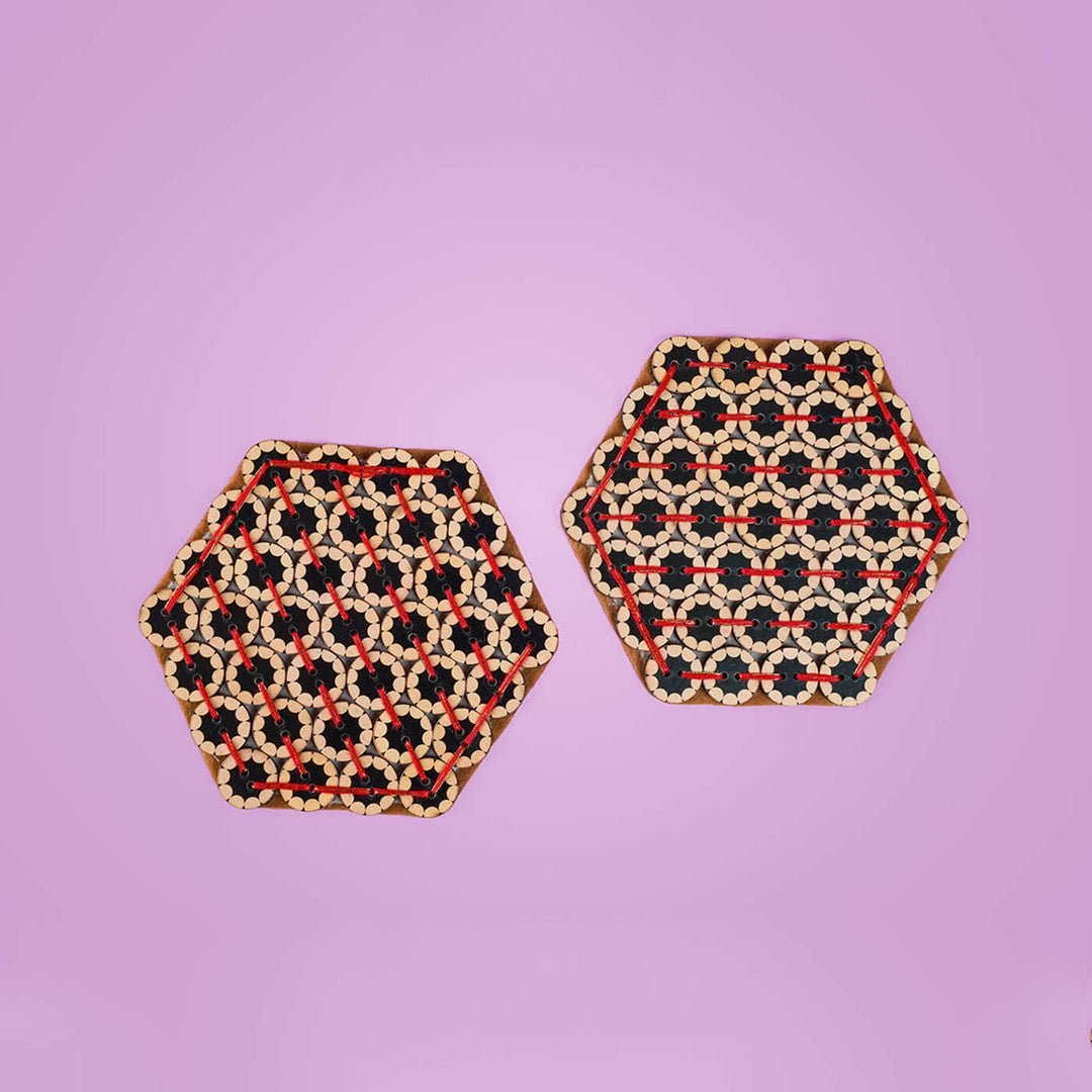 Elegant Hexagonal Button Coasters - Set of 2