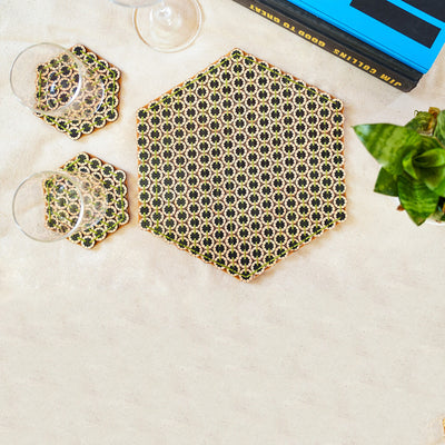 Green Placemat and Coaster Combo