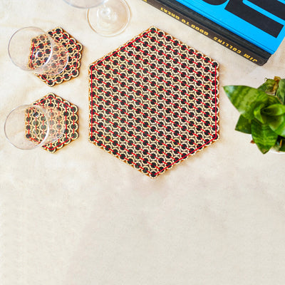 Red Placemat and Coaster Combo