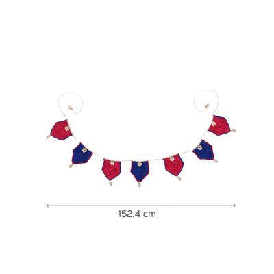Bright Red and Blue Crochet Toran