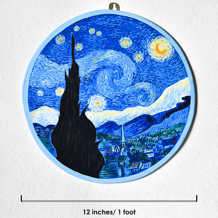 Handpainted Canvas Starry Night Wall Hanging