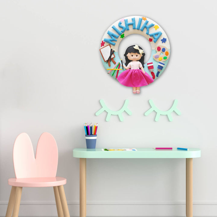 Hand-stitched Artistic Theme Felt Wall Nameplate For Kids
