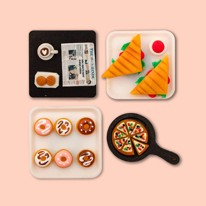 Miniature Popular Dishes Clay Fridge Magnets - Set of 4