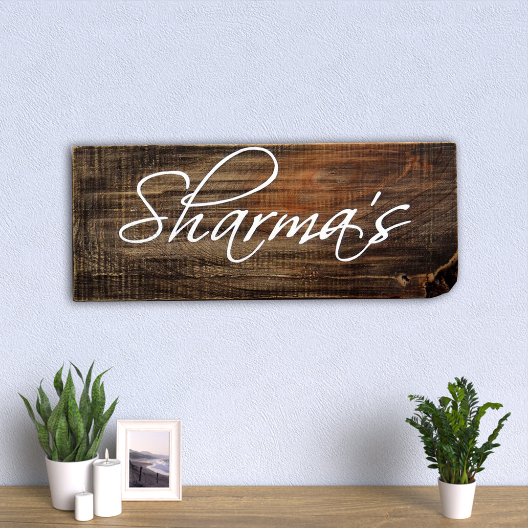 Rustic Wood Hand-painted Family Nameboard