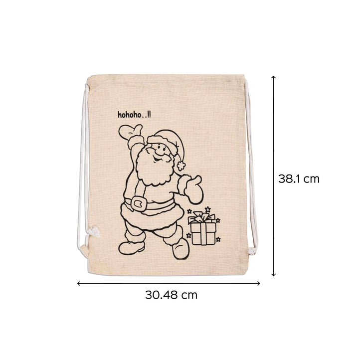 Ready-To-Paint Santa Print Canvas Backpacks | Secret Santa Gift Ideas | Set Of 10