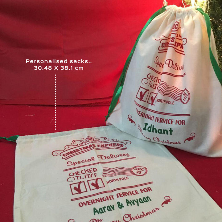 Handmade Personalized Canvas Gift Sacks | Secret Santa Gift Ideas | Set Of 10