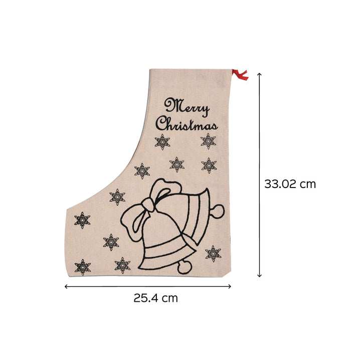 Ready-To-Paint Christmas Bell Print Canvas Diy Stockings | Secret Santa Gift Ideas | Set Of 10