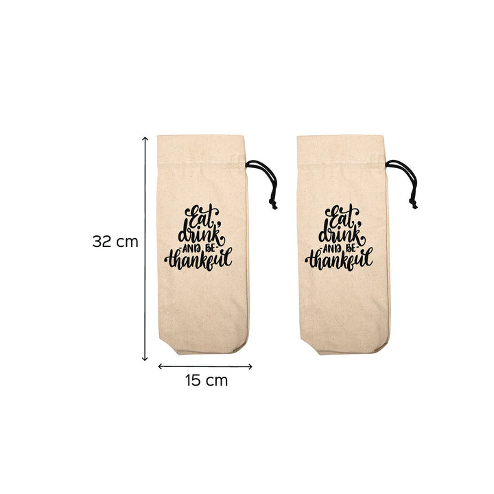 Bottle Cover - Eat, Drink & Thankful - Pack of 2