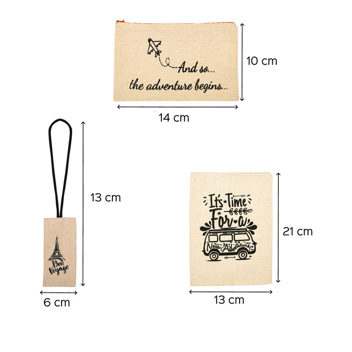 Travel Essentials Hamper - Adventure Theme Passport Cover, Travel Pouch , Set of 2 Luggage Tags