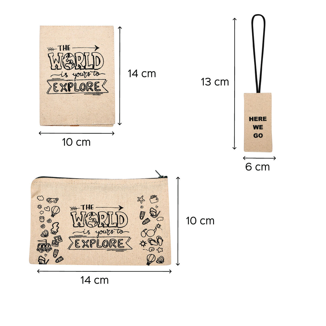 Travel Essentials Hamper - World Theme Passport Cover, Travel Pouch , Set of 2 Luggage Tags