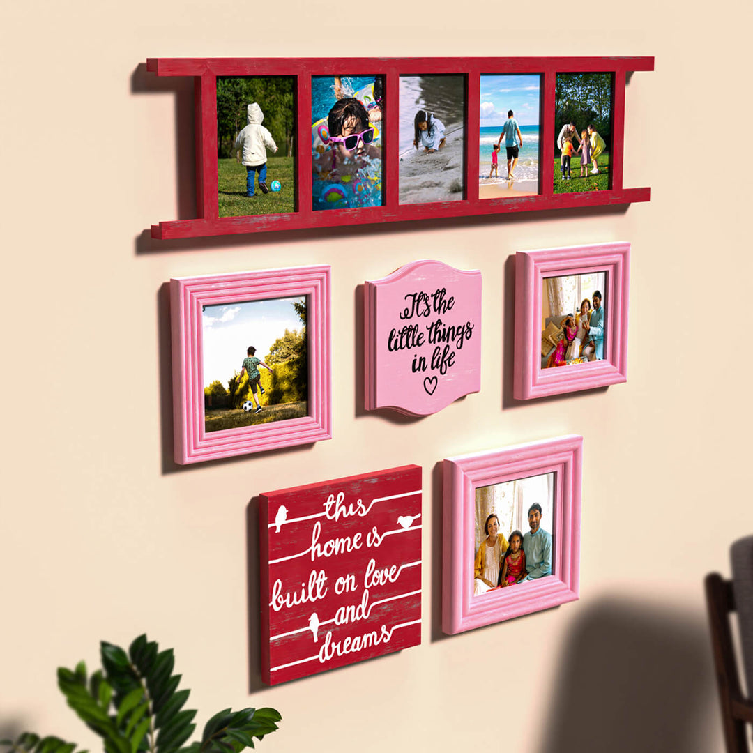 Ladder Gallery Wall - Red & Pink | Set of 6
