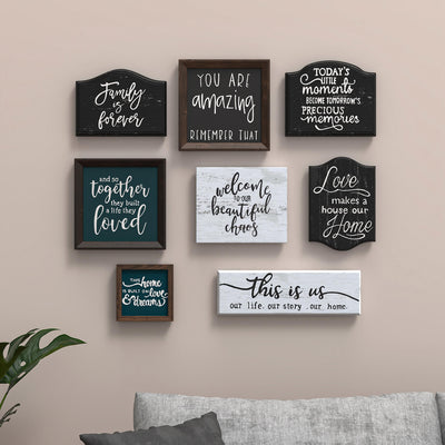 Signage Gallery Wall - Black & White | Set of 8
