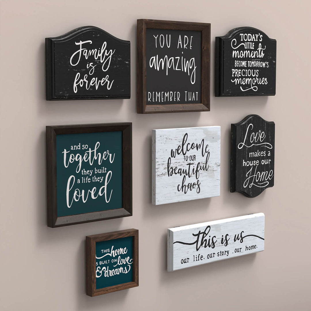 Signage Gallery Wall - Black & White | Set of 8