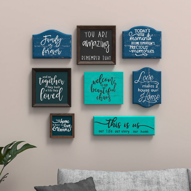 Signage Gallery Wall - Blue & Teal | Set of 8