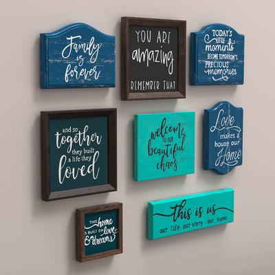 Signage Gallery Wall - Blue & Teal | Set of 8