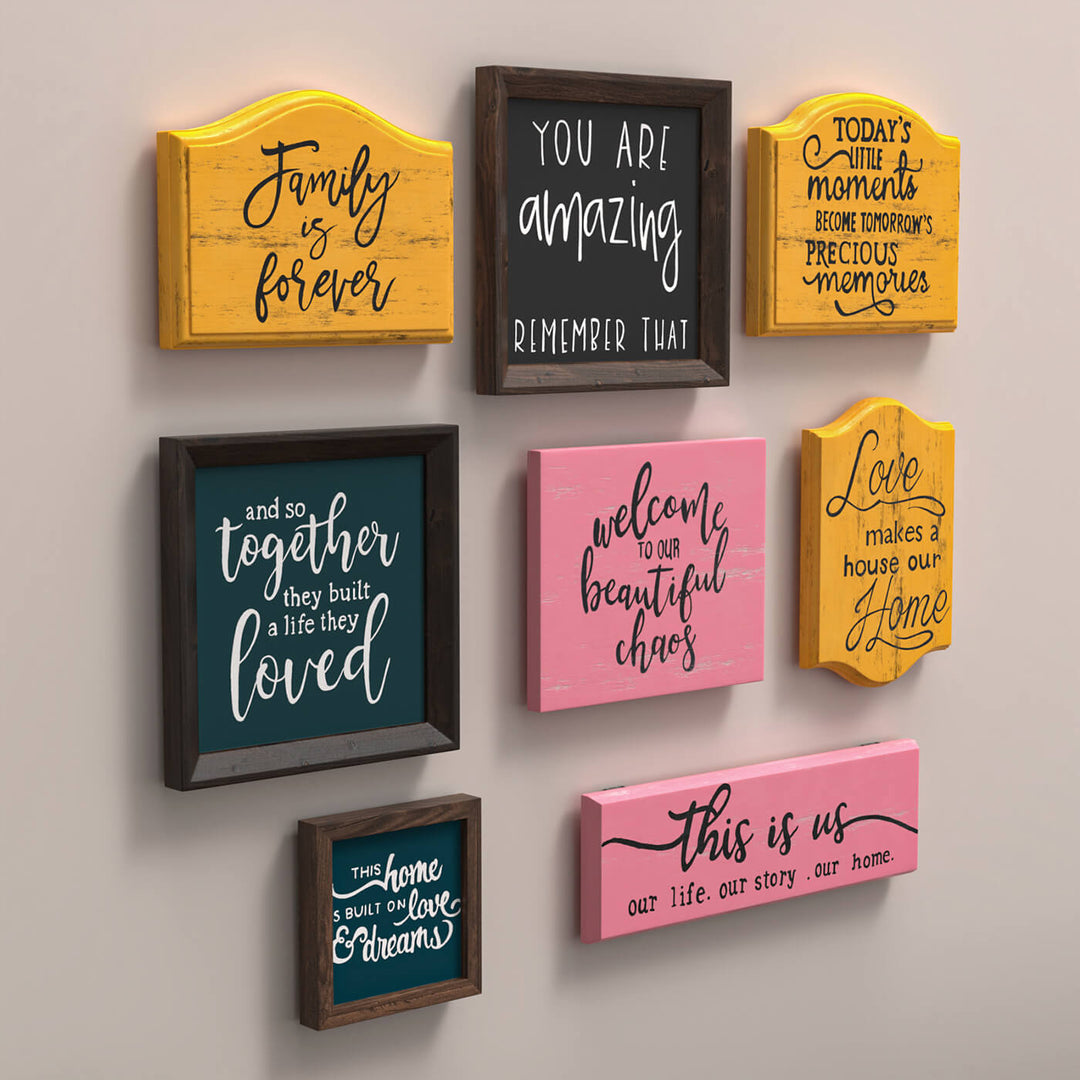 Signage Gallery Wall - Yellow & Peach | Set of 8