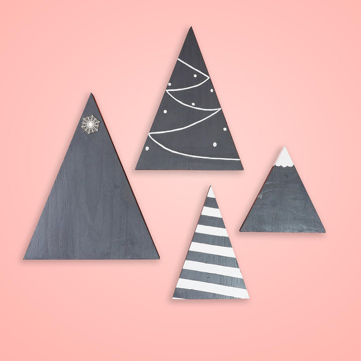 Hand-Painted "Fossil Mountain" Wooden Table Decor For Christmas Table Decoration | Set Of 4