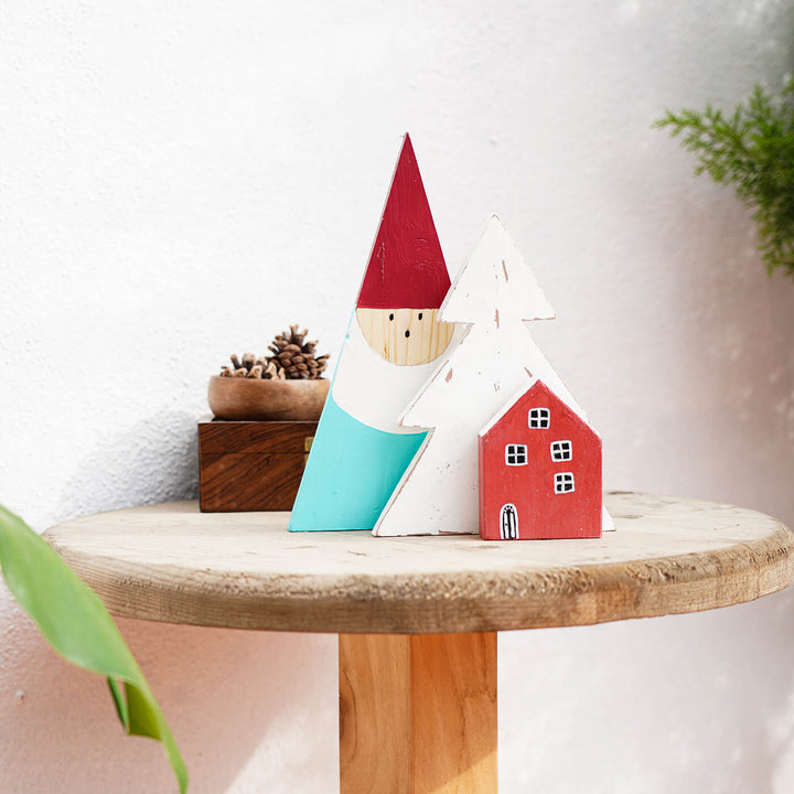 Hand-Painted "Village" Wooden Table Decor For Christmas Table Decoration | Set Of 3