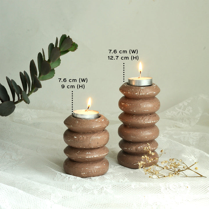 Handcrafted Circlet Pine Wood Candle Holders | Set Of 2