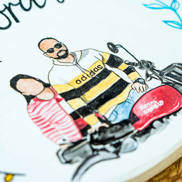Personalized Photo Based Character  Sketch Nameboard - Oval