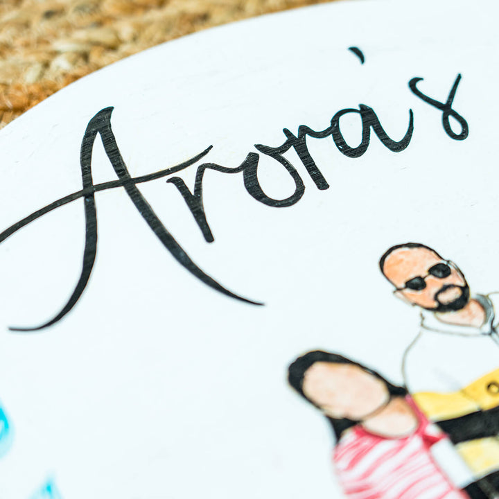 Personalized Photo Based Character  Sketch Nameboard - Oval