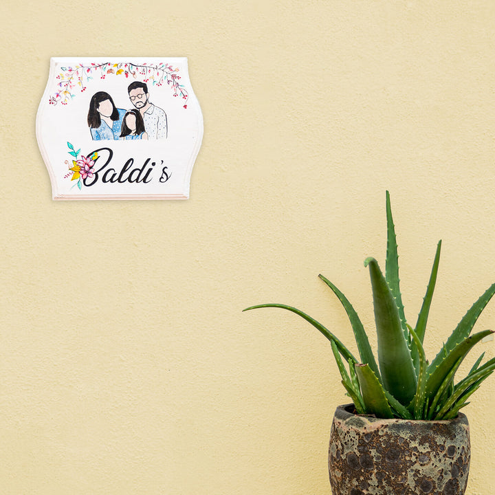 Personalized Photo Based Character Sketch Nameboard - Arched - Zwende
