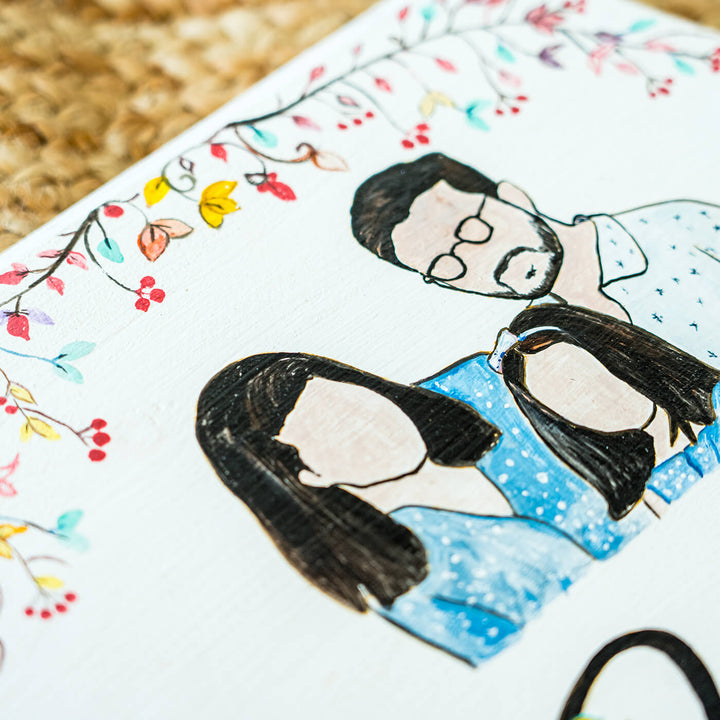 Personalized Photo Based Character Sketch Nameboard - Arched - Zwende