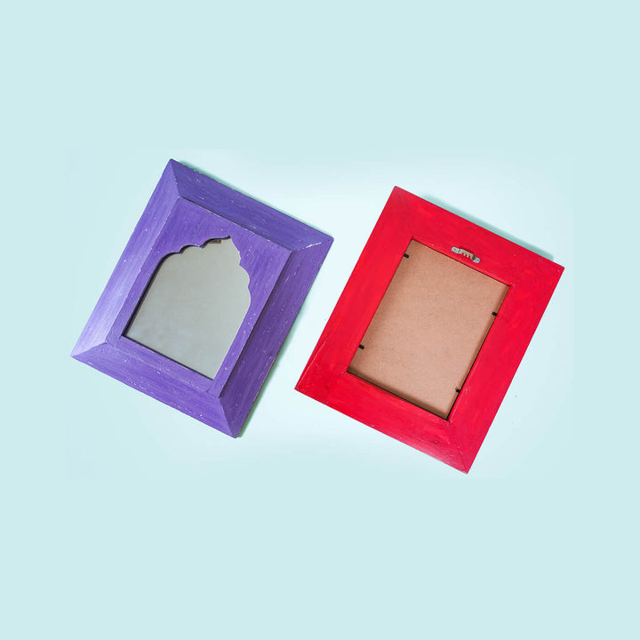 Set of 2 Vintage Small Mughal Mirrors - Red & Purple (SB22 & SB26)