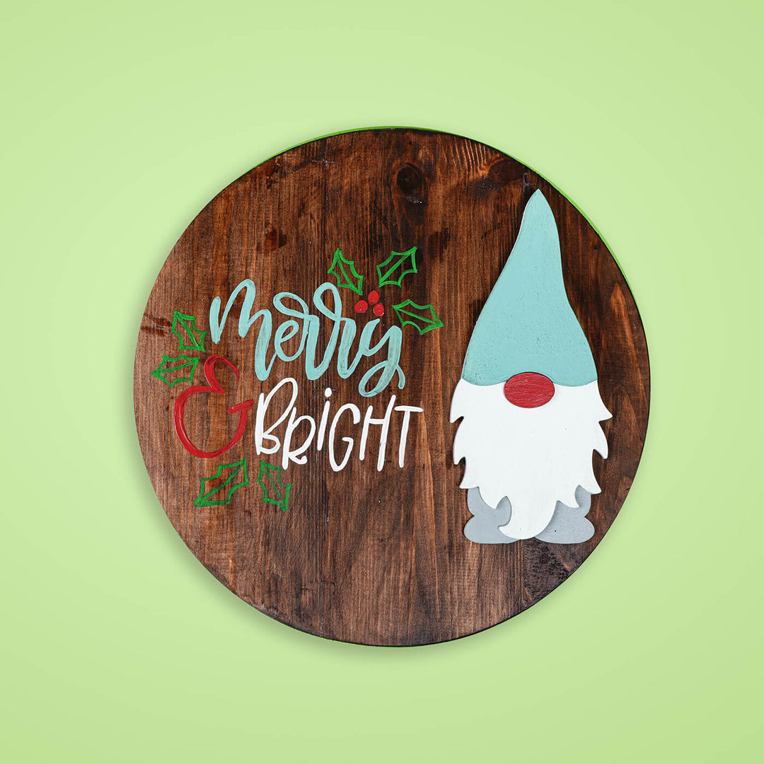 Hand-Painted "Merry & Bright Santa" Wooden Wall Decor For Christmas Wall Decoration