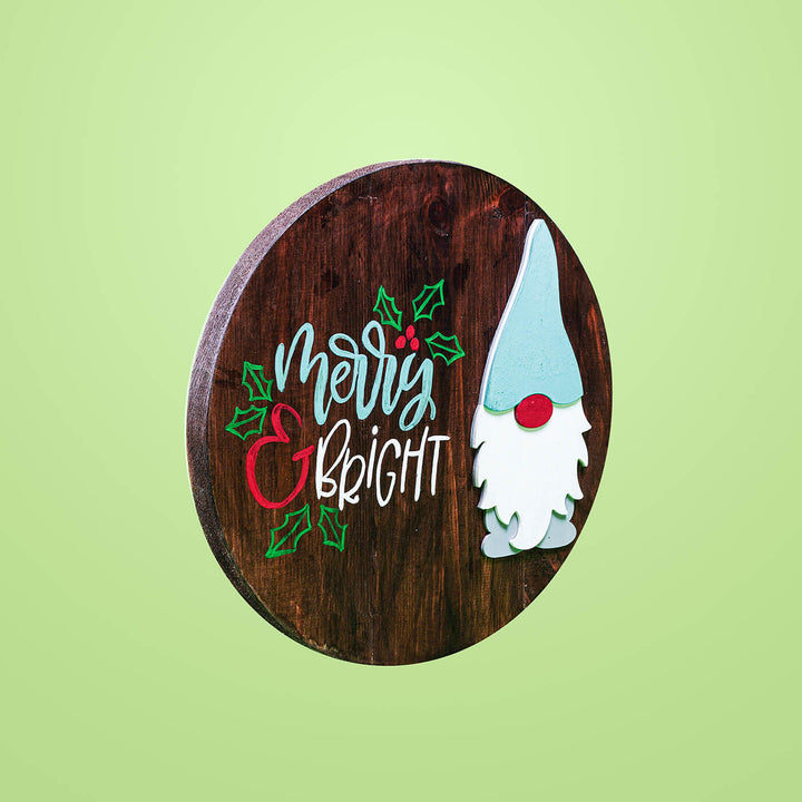 Hand-Painted "Merry & Bright Santa" Wooden Wall Decor For Christmas Wall Decoration
