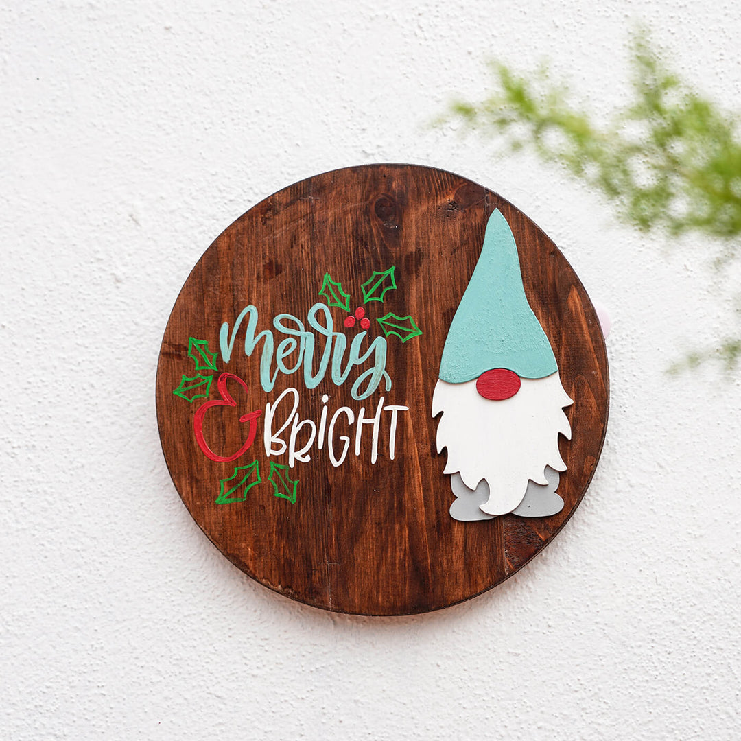 Hand-Painted "Merry & Bright Santa" Wooden Wall Decor For Christmas Wall Decoration
