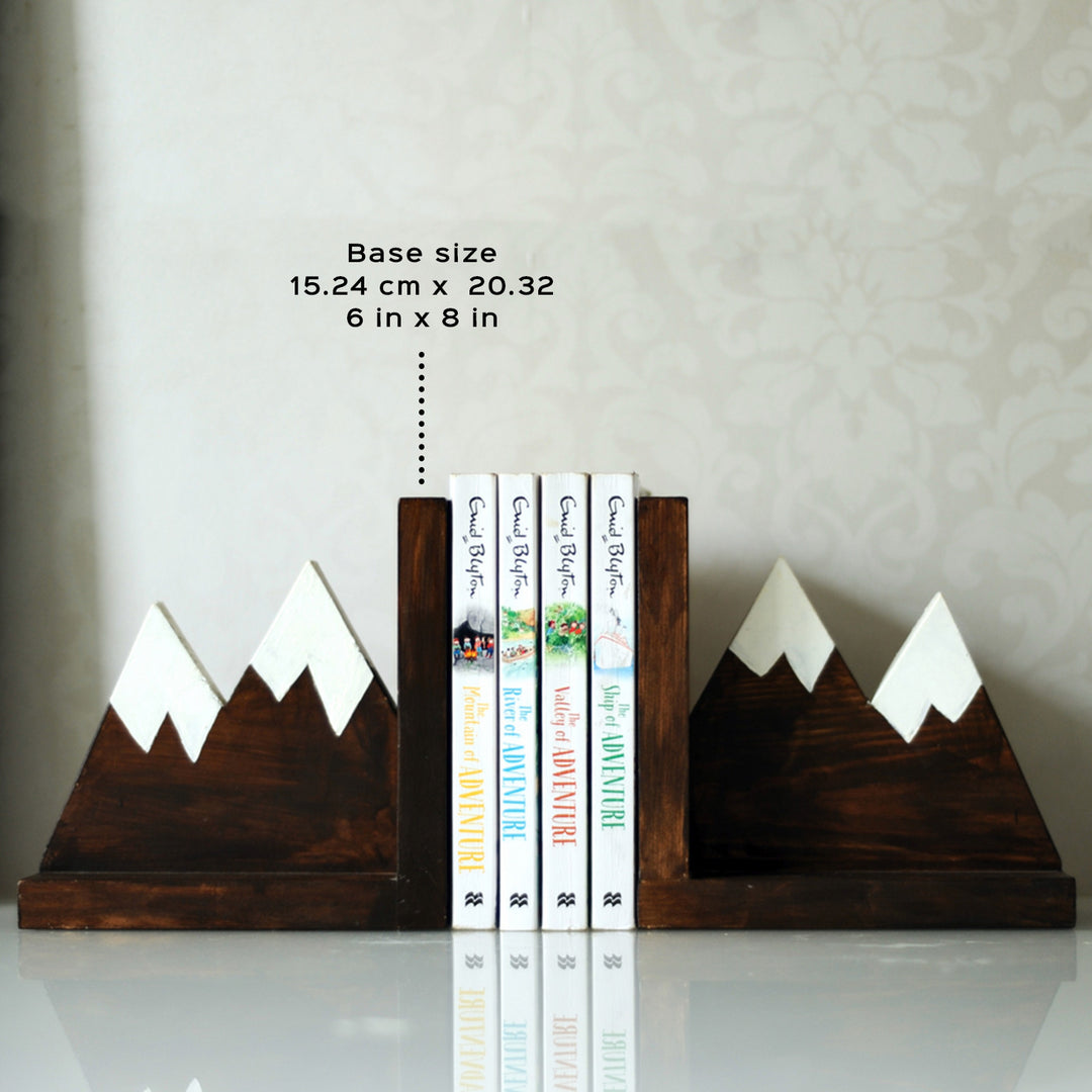 Handcrafted Wooden Mountain Bookends