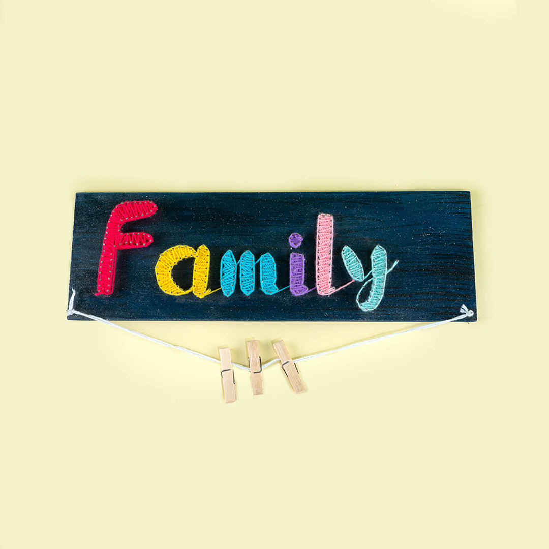 String Art Family Wall Decor With Picture Clips
