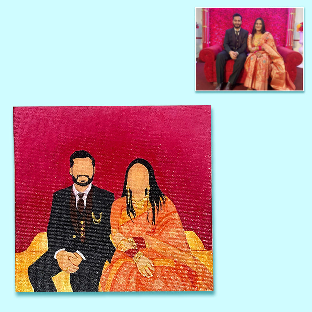 Hand Painted Personalised Couple Caricature Art