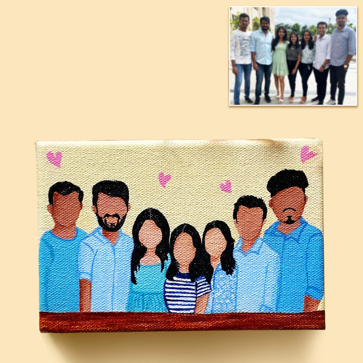 Hand Painted Personalised Group Caricature Frame (3-7 Characters)