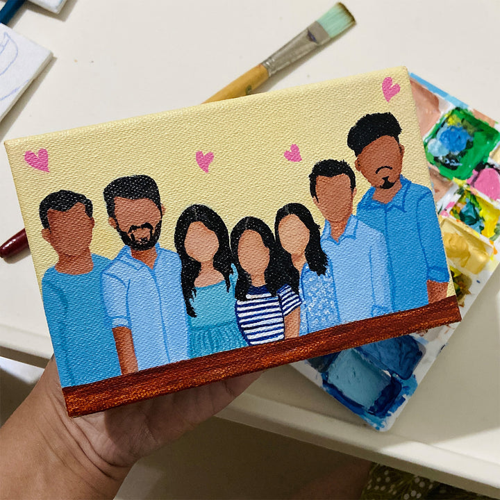 Hand Painted Personalised Group Caricature Frame (3-7 Characters)