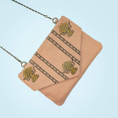 Elegant Handpainted Madhubani Art Brown Side Sling Bag