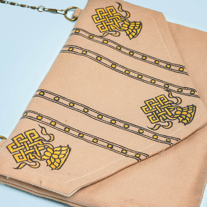 Elegant Handpainted Madhubani Art Brown Side Sling Bag