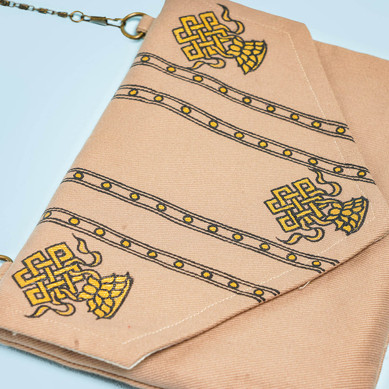 Elegant Handpainted Madhubani Art Brown Side Sling Bag