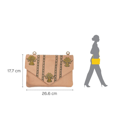 Elegant Handpainted Madhubani Art Brown Side Sling Bag