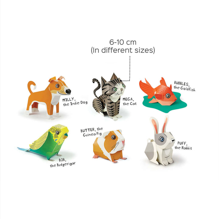 DIY Mini Pet Animals Paper Craft Kit - Set of 6