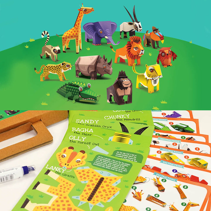 DIY Mini Endangered Animals Paper Craft Kit - Set of 12